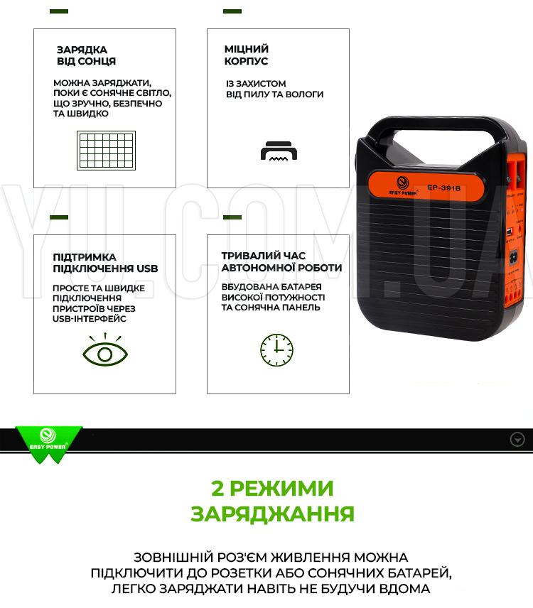 Фонарь-PowerBank с солнечной панелью + 3 лампочки EP-391B