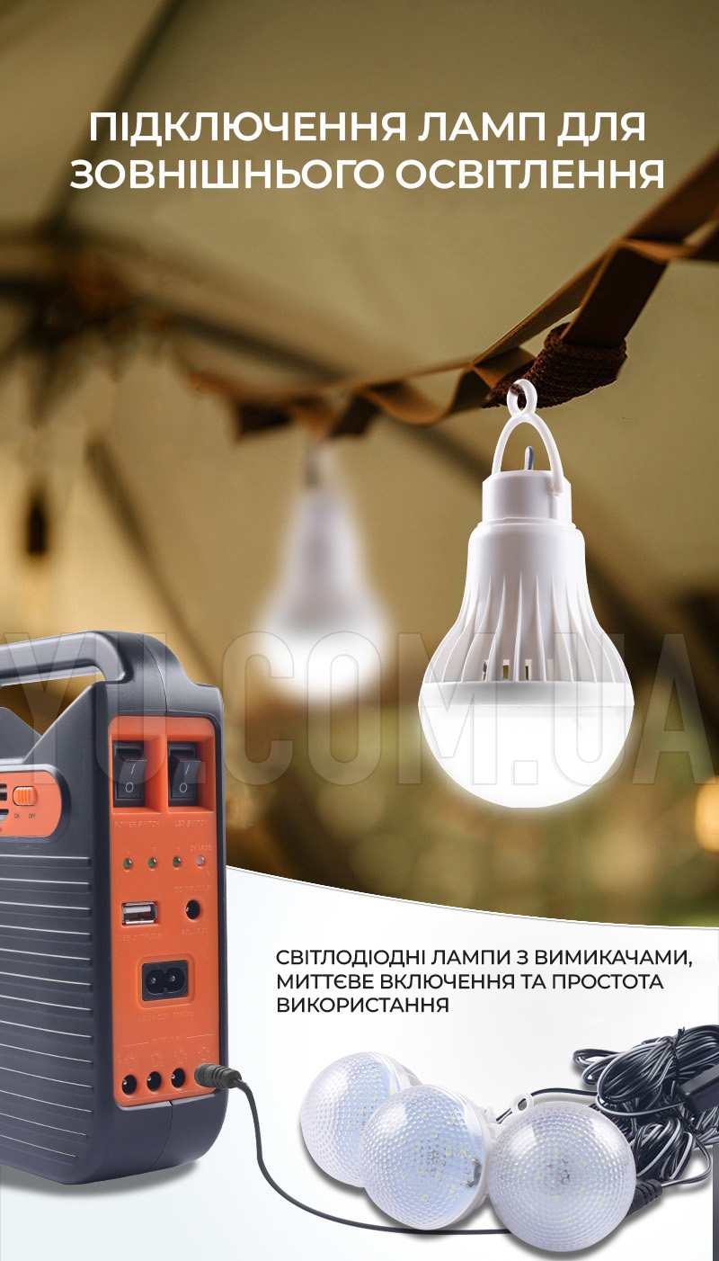Фонарь PowerBank EP-391BT радио/bluetooth/USB с солнечной панелью 9V 3W + лампочки