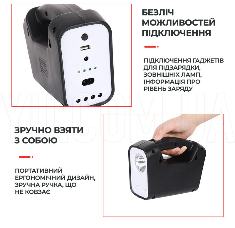 Портативна сонячна система GDLite-3 ліхтар для кемпінгу із сонячною батареєю