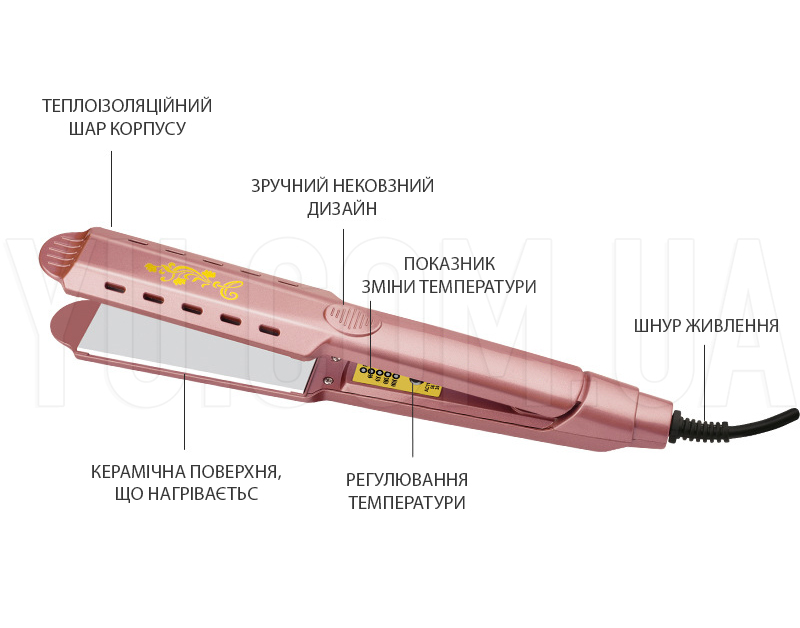 Праска-випрямляч для волосся з регулюванням температури Gemei GM-2957 Праска-випрямляч для волосся з регулюванням температури Gemei GM-2957
