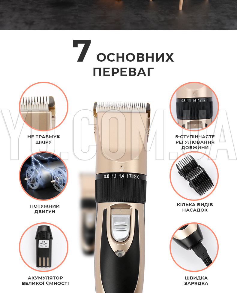 Машинка для стрижки волосся Gemei Gm-550 з двома акумуляторами - керамічні леза