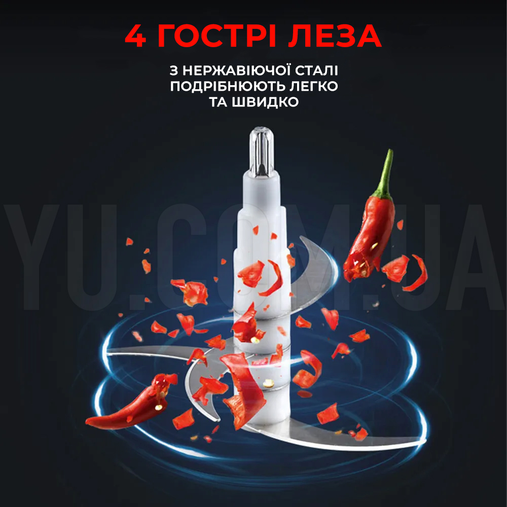 Подрібнювач блендер чоппер електричний для кухні акумуляторний бездротовий 1.2л Haeger USB 200W (HG-7028) Подрібнювач блендер чоппер електричний для кухні акумуляторний бездротовий 1.2л Haeger USB 200W (HG-7028)