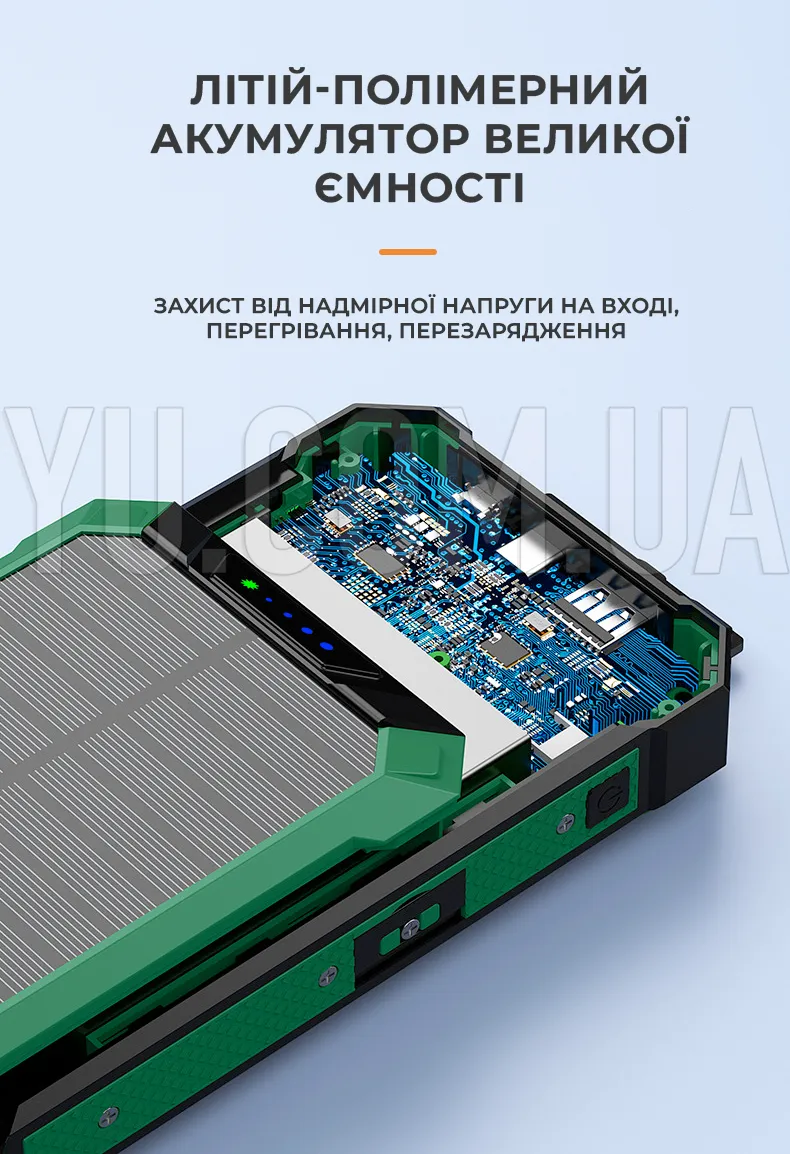 Портативна сонячна панель-повербанк Powerbank для заряджання електроніки HY-2101B 20000 мАг Портативна сонячна панель-повербанк Powerbank для заряджання електроніки HY-2101B 20000 мАг