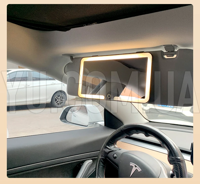 Дзеркало прямокутне з LED підсвічуванням на козирок автомобіля з акумулятором JX538/XR2177 Дзеркало прямокутне з LED підсвічуванням на козирок автомобіля з акумулятором JX538/XR2177