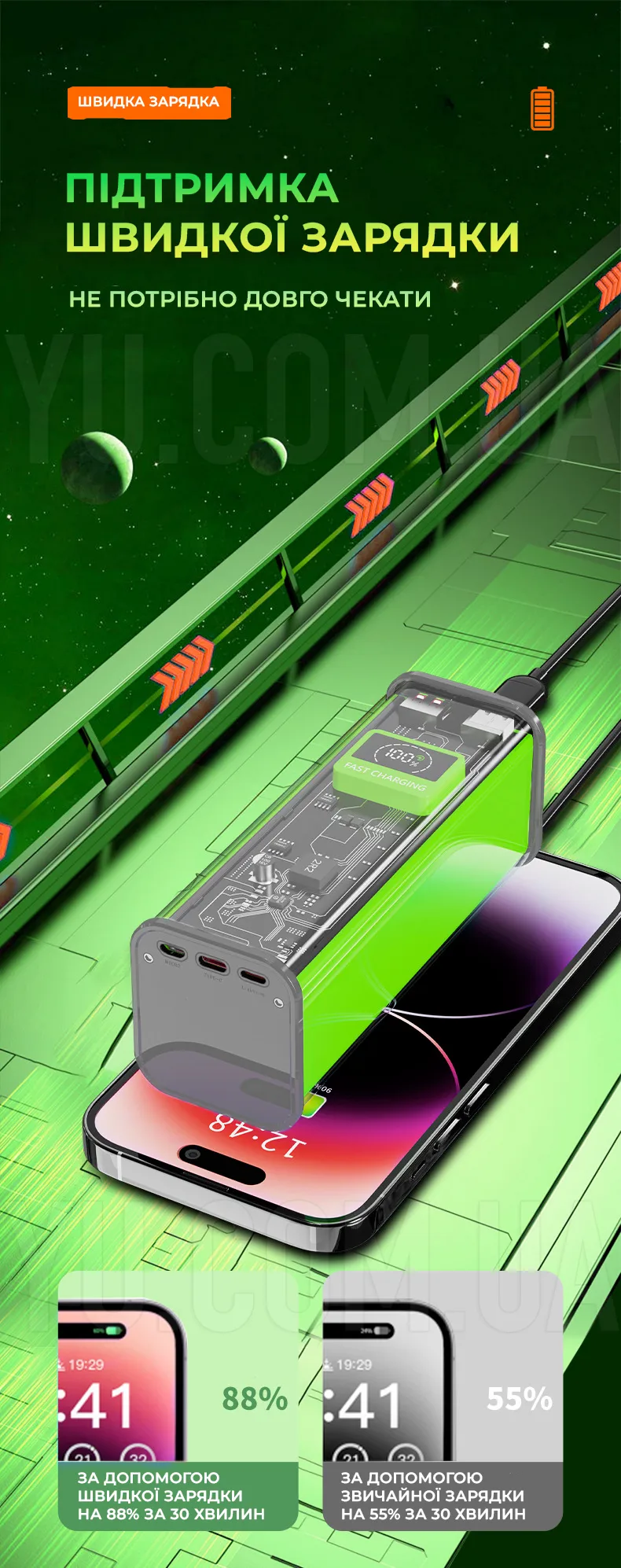 Зовнішній портативний акумулятор великої ємності Power Bank K48 60000 мАг Зовнішній портативний акумулятор великої ємності Power Bank K48 60000 мАг