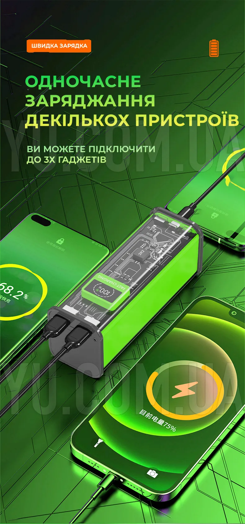 Зовнішній портативний акумулятор великої ємності Power Bank K48 60000 мАг Зовнішній портативний акумулятор великої ємності Power Bank K48 60000 мАг