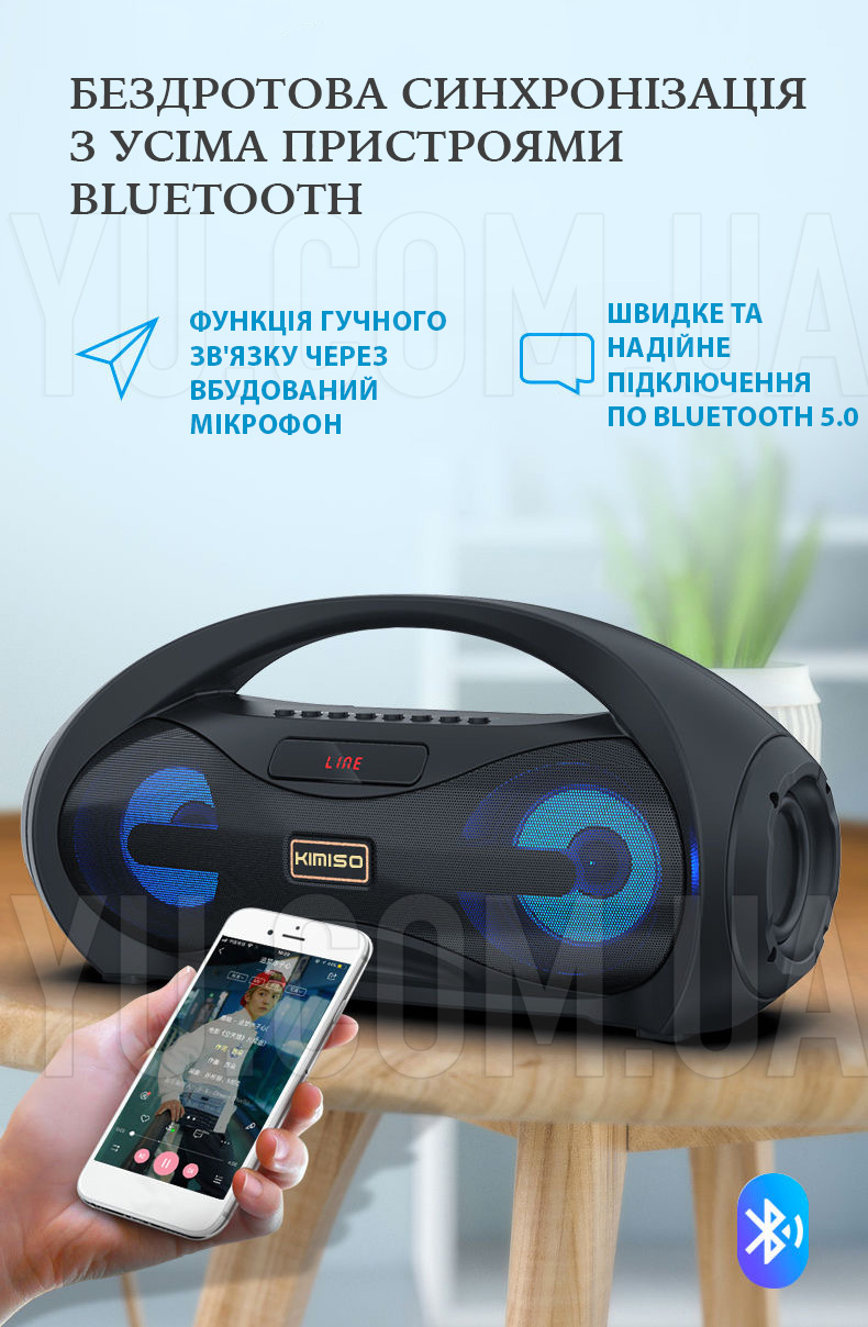 Бездротова колонка Kimiso KM-S2 Bluetooth, USB, micro SD, FM, AUX Бездротова колонка Kimiso KM-S2 Bluetooth, USB, micro SD, FM, AUX