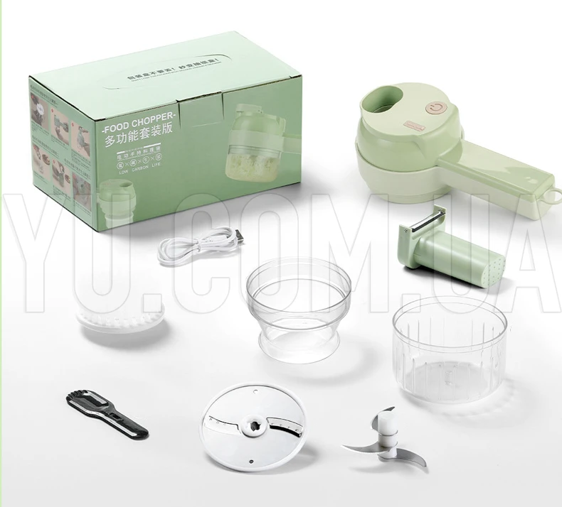 Ручна електрична овочерізка 4в1 FOOD CHOPPER LY50 універсальний акумуляторний міні блендер-слайсер