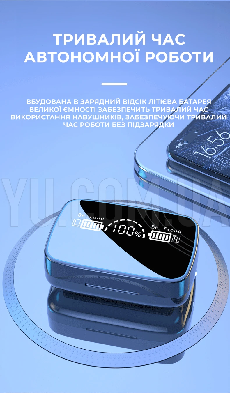 Бездротові навушники M18 Bluetooth 5.1 кейс-powerbank 2000 мАг, з сенсорним керуванням Бездротові навушники M18 Bluetooth 5.1 кейс-powerbank 2000 мАг, з сенсорним керуванням