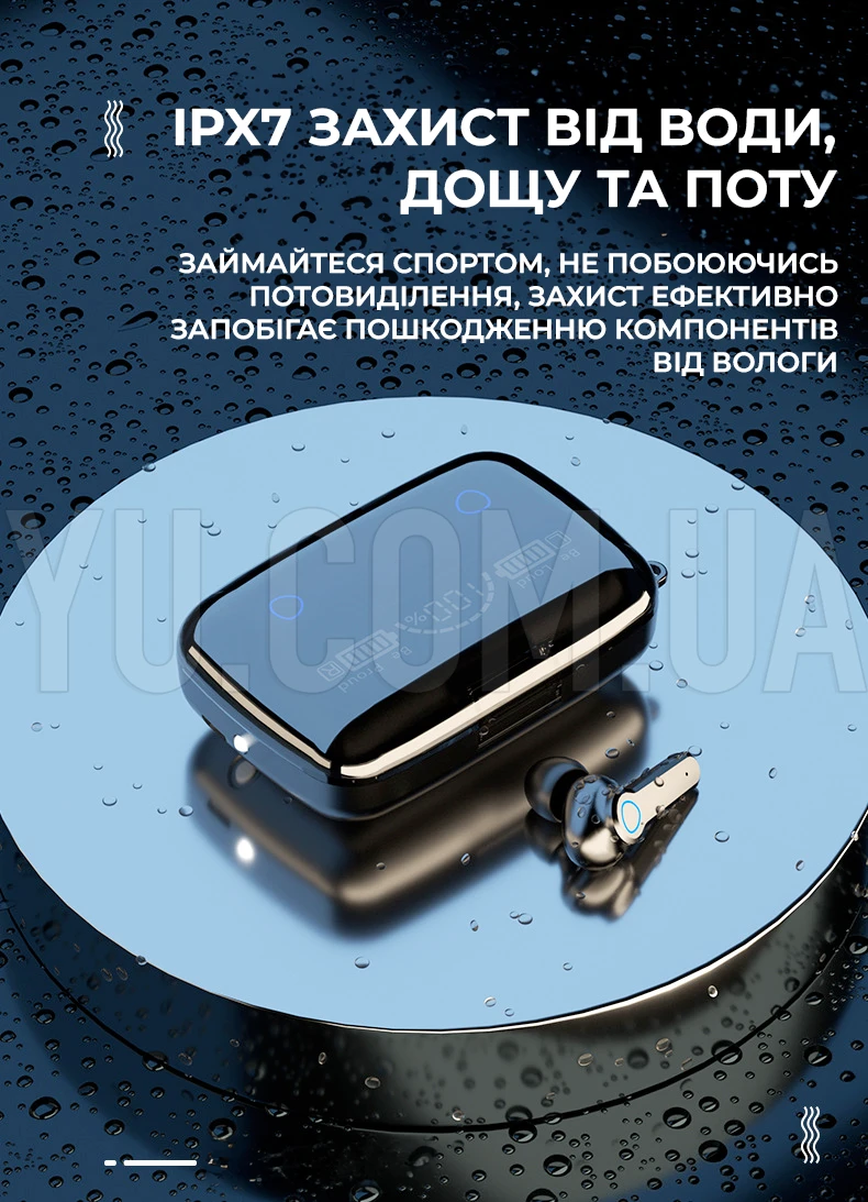 Бездротові навушники M19 Bluetooth 5.1, сенсорні, водонепроникні, зі світлодіодним дисплеєм Бездротові навушники M19 Bluetooth 5.1, сенсорні, водонепроникні, зі світлодіодним дисплеєм