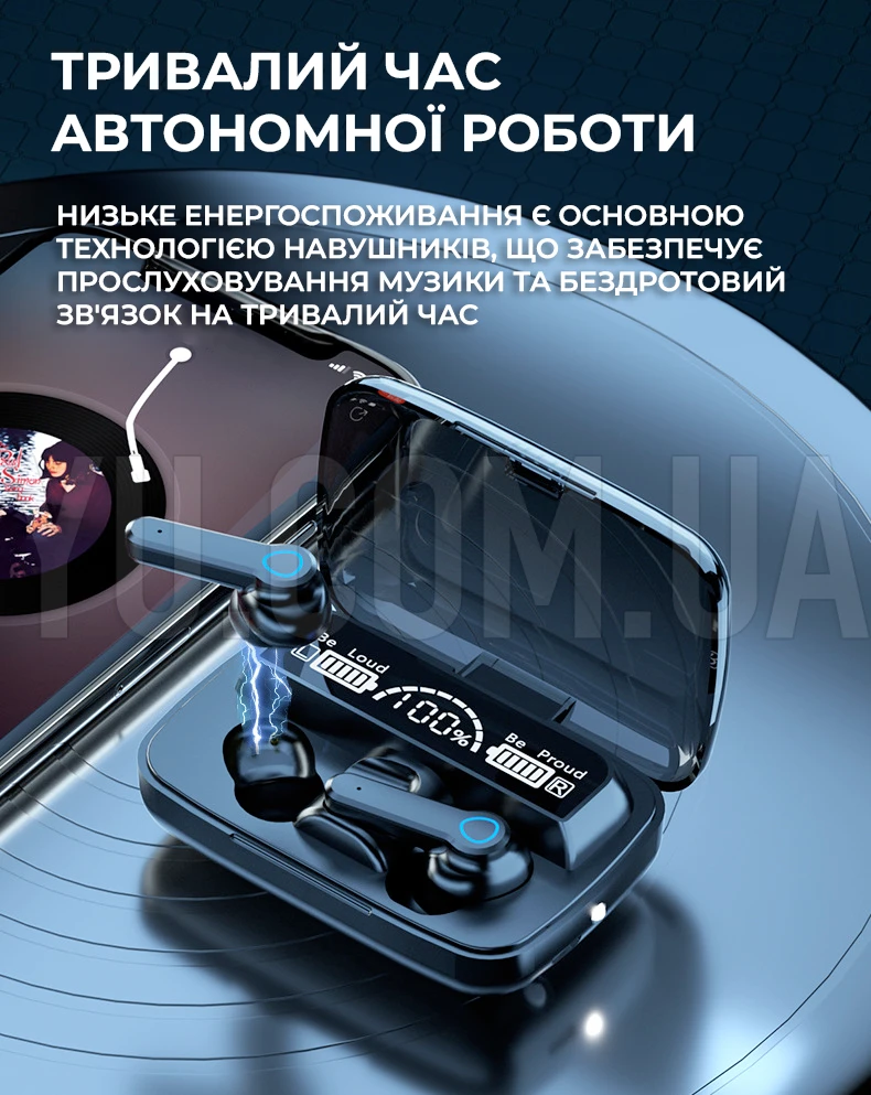 Бездротові навушники M19 Bluetooth 5.1, сенсорні, водонепроникні, зі світлодіодним дисплеєм Бездротові навушники M19 Bluetooth 5.1, сенсорні, водонепроникні, зі світлодіодним дисплеєм