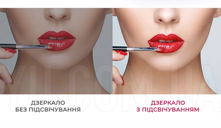 Потрійне дзеркало для макіяжу з LED підсвічуванням сенсорною кнопкою USB та органайзером MA-19