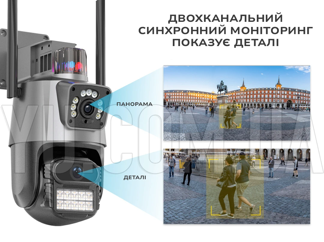 Камера видеонаблюдения PTZ уличная WiFi Outdoor Camera P11 (3MP+3MP) (ICSEE)