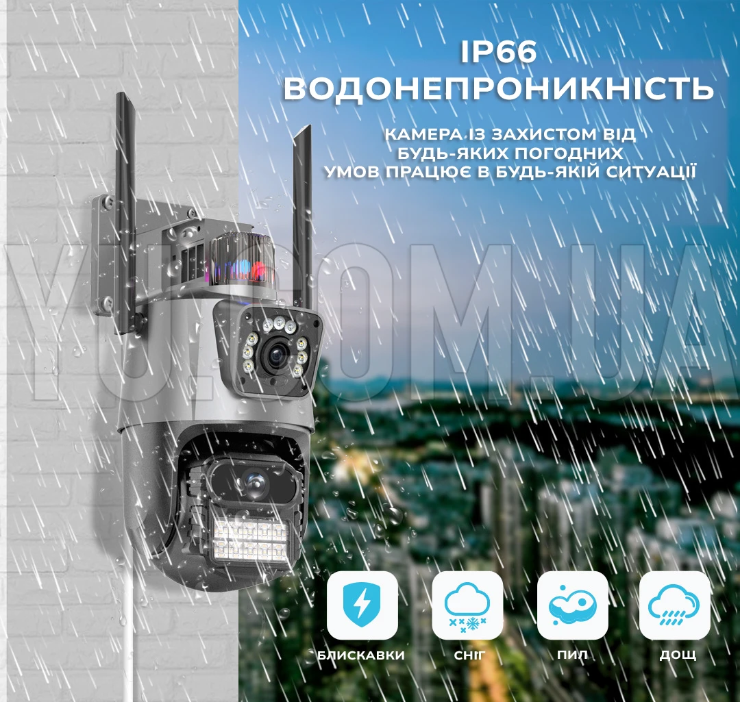Камера видеонаблюдения PTZ уличная WiFi Outdoor Camera P11 (3MP+3MP) (ICSEE)