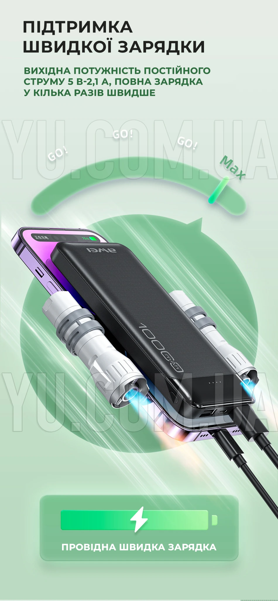 Портативний зарядний пристрій POWER BANK AWEI P37K 10000 мАг Портативний зарядний пристрій POWER BANK AWEI P37K 10000 мАг