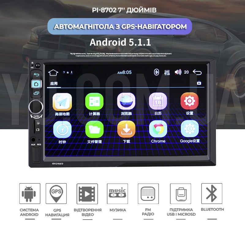 Автомагнітола 2DIN PI-8702 ANDROID GPS 7-дюймовий екран (1GB RAM + 16GB ROM) Автомагнітола 2DIN PI-8702 ANDROID GPS 7-дюймовий екран (1GB RAM + 16GB ROM)