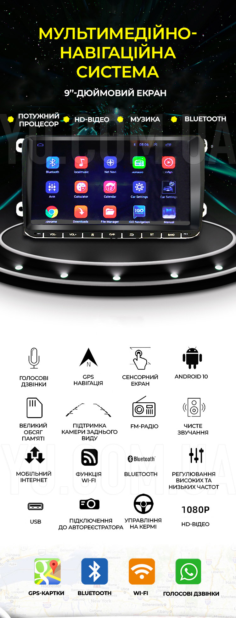 Автомобільна магнітола 2DIN PI-907 VW екран 9" Android 2/16Gb Bluetooth/GPS/Wi-Fi universal Автомобільна магнітола 2DIN PI-907 VW екран 9" Android 2/16Gb Bluetooth/GPS/Wi-Fi universal