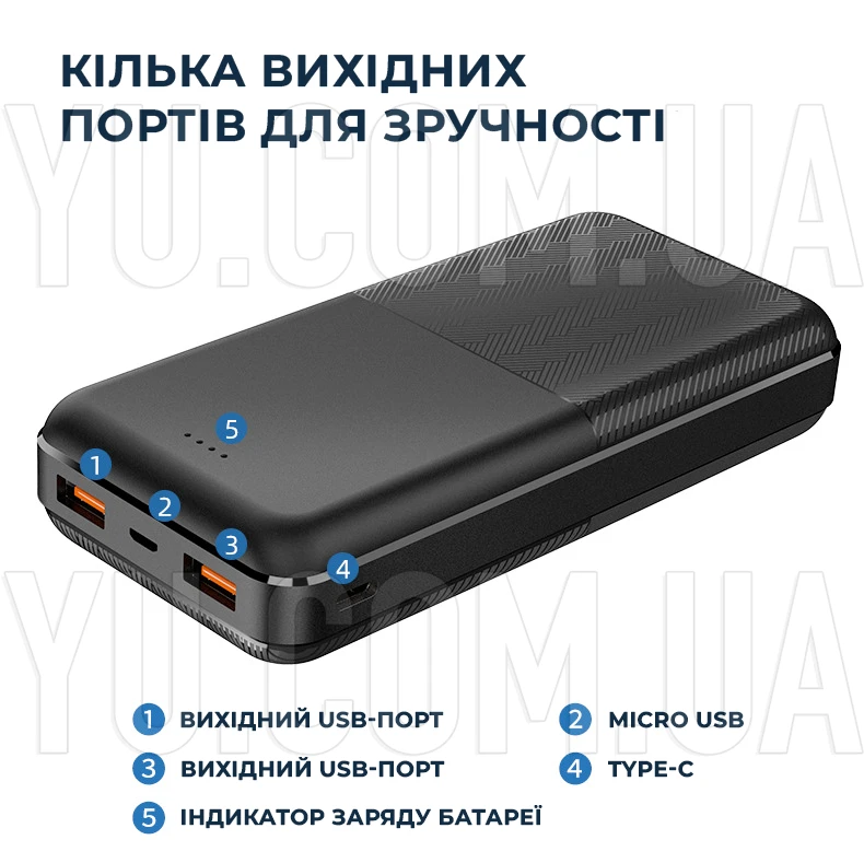 Зовнішній акумулятор Power Bank INKAX PV-61 20000 mAh Зовнішній акумулятор Power Bank INKAX PV-61 20000 mAh