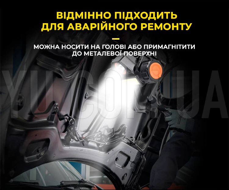 Потужний світлодіодний ліхтар налобний Bailong RJ-8101 XPE+COB Потужний світлодіодний ліхтар налобний Bailong RJ-8101 XPE+COB