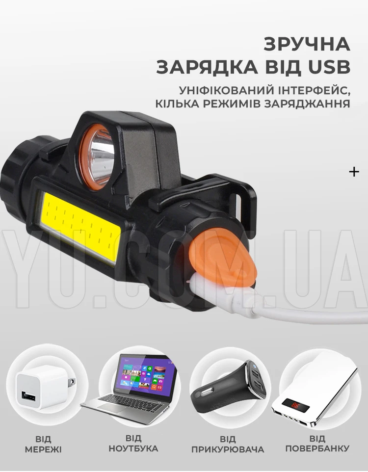 Потужний світлодіодний ліхтар налобний Bailong RJ-8101 XPE+COB Потужний світлодіодний ліхтар налобний Bailong RJ-8101 XPE+COB