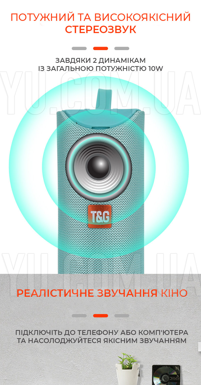 Портативна Bluetooth колонка T&G вологостійка TG-113 Портативна Bluetooth колонка T&G вологостійка TG-113