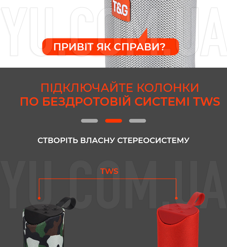 Портативна Bluetooth колонка T&G вологостійка TG-113 Портативна Bluetooth колонка T&G вологостійка TG-113