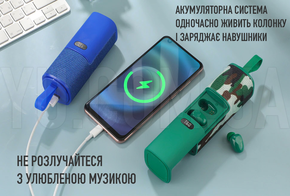 Портативна Bluetooth колонка з бездротовими навушниками TG807