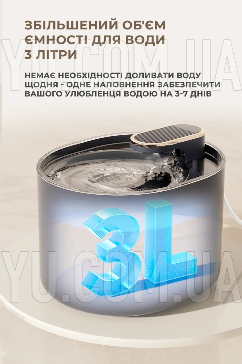 Дозатор води для домашніх тварин W32 поїлка для кішок і собак, автоматичний фонтанчик на 3 літри Дозатор води для домашніх тварин W32 поїлка для кішок і собак, автоматичний фонтанчик на 3 літри