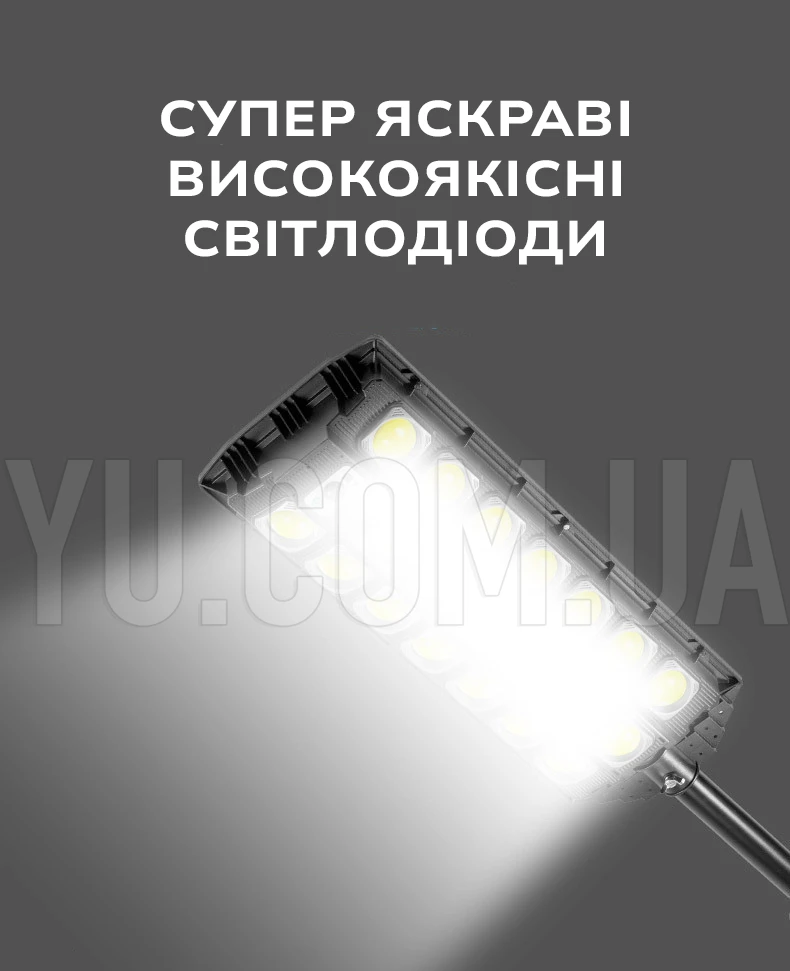 Сонячний вуличний ліхтар W7101A-8 1600W з пультом дистанційного керування Сонячний вуличний ліхтар W7101A-8 1600W з пультом дистанційного керування