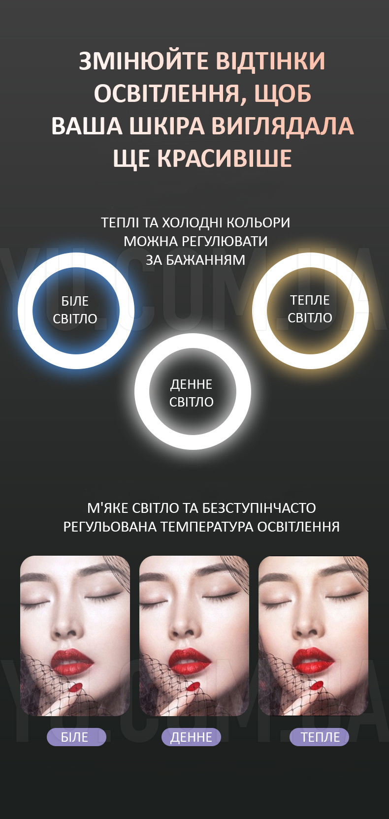 Світлодіодна кільцева лампа LED 16 см з настільним штативом та 2 тримачами для телефону WN-20 Світлодіодна кільцева лампа LED 16 см з настільним штативом та 2 тримачами для телефону WN-20