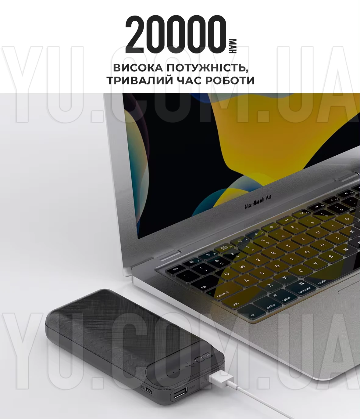 Power Bank XGB010 20000mAh з індикатором заряду, виходом на 2 USB Power Bank XGB010 20000mAh з індикатором заряду, виходом на 2 USB