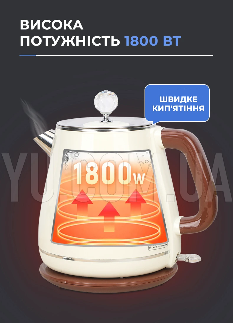 Чайник електричний YD-1830 1.8 л 1800 Вт Чайник електричний YD-1830 1.8 л 1800 Вт