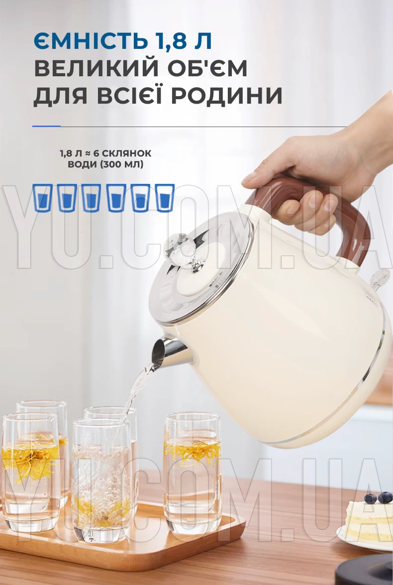 Чайник електричний YD-1830 1.8 л 1800 Вт Чайник електричний YD-1830 1.8 л 1800 Вт