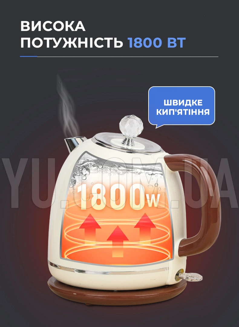 Чайник електричний YD-1831 1.8 л 1800 Вт Чайник електричний YD-1831 1.8 л 1800 Вт