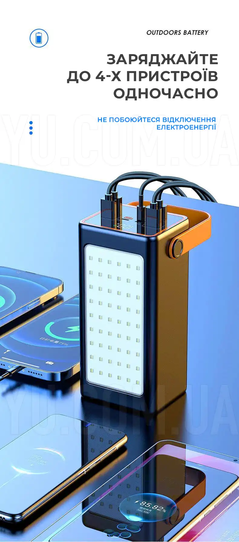 Powerbank зовнішній акумулятор YM-655 100 000 мАг швидка зарядка зі світлодіодним підсвічуванням Powerbank зовнішній акумулятор YM-655 100 000 мАг швидка зарядка зі світлодіодним підсвічуванням