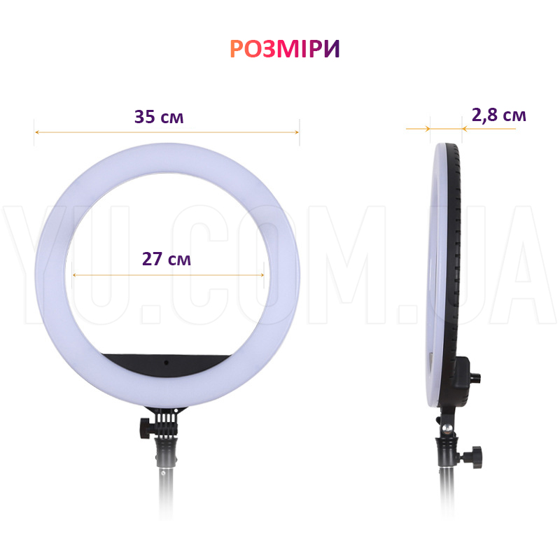 Кільцева світлодіодна лампа RING LIGHT ZB-R14 з 1 тримачем телефону + сумка, діаметр 35 см Кільцева світлодіодна лампа RING LIGHT ZB-R14 з 1 тримачем телефону + сумка, діаметр 35 см