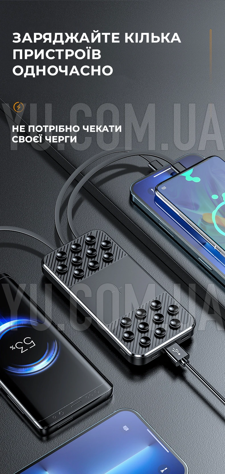 Повербанк 20000mAh, ZHY-474 з ліхтариком, індикатором заряду Повербанк 20000mAh, ZHY-474 з ліхтариком, індикатором заряду