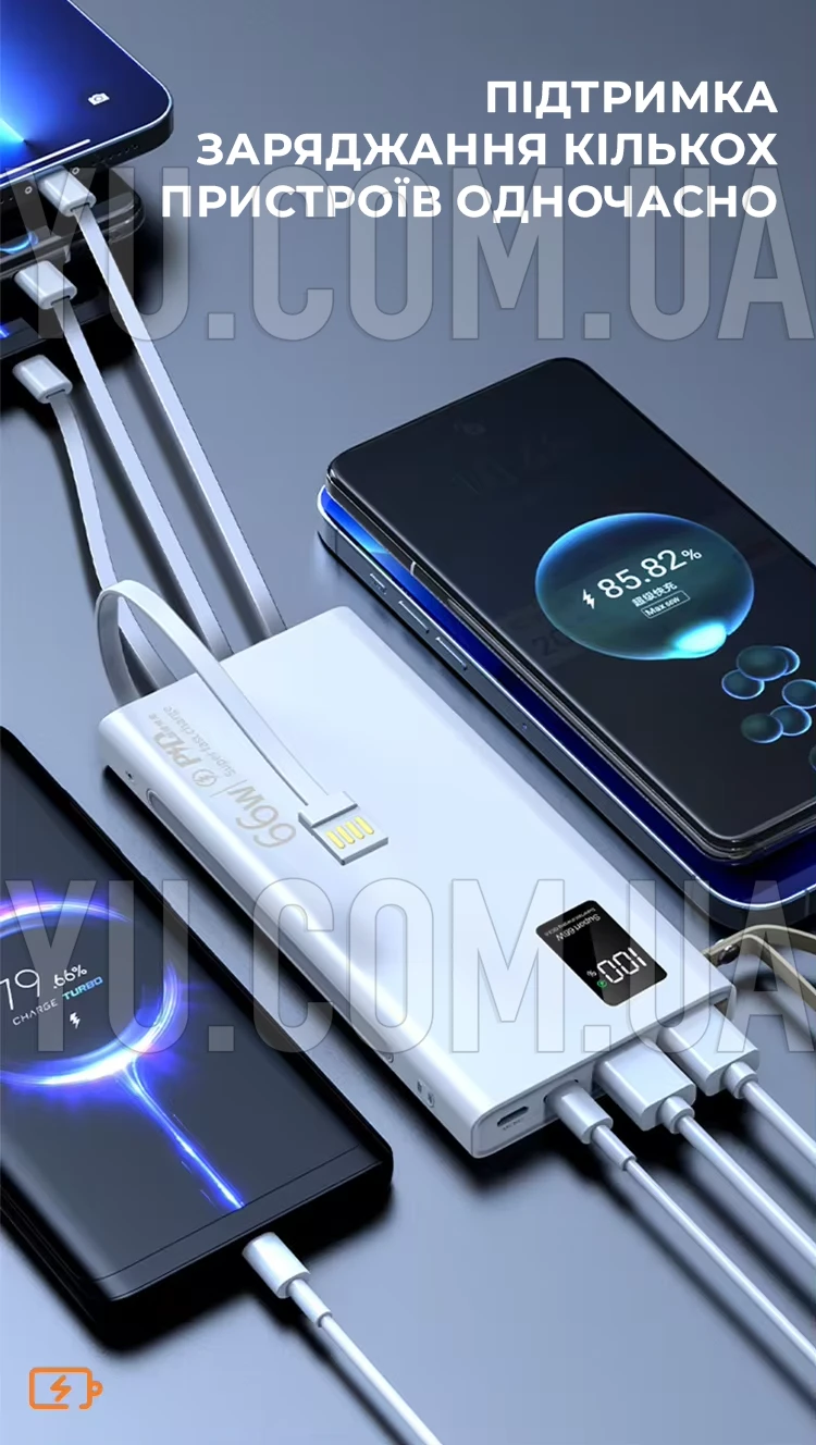 Повербанк Power Bank ZHY-564 10000 mAh з кабелями та ліхтариком Повербанк Power Bank ZHY-564 10000 mAh з кабелями та ліхтариком