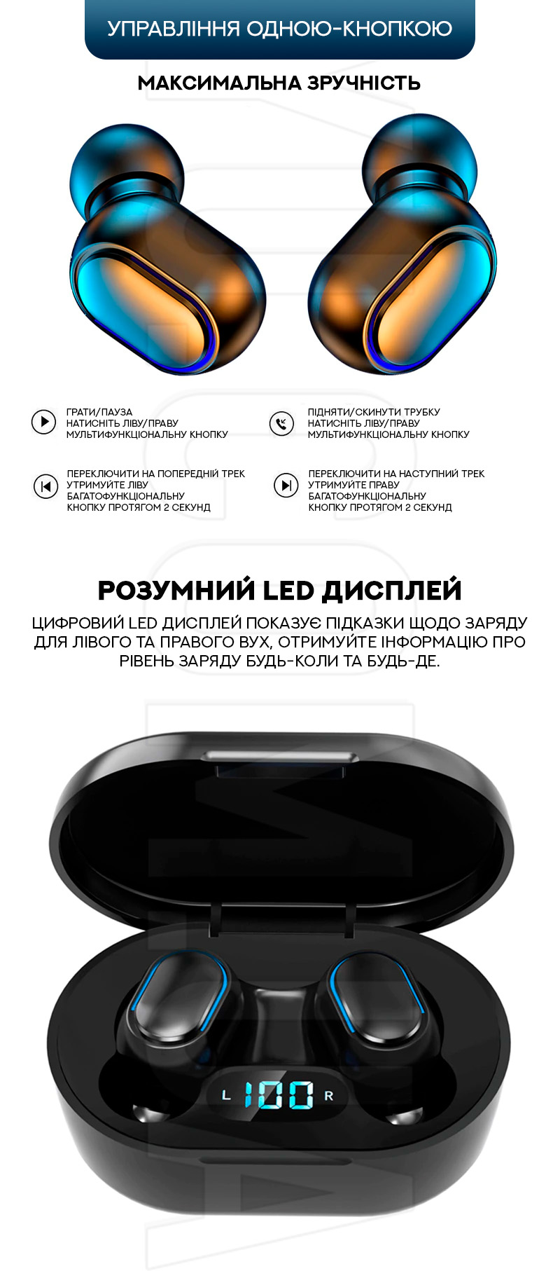 Бездротові навушники Bluetooth Encora E7S TWS Бездротові навушники Bluetooth Encora E7S TWS