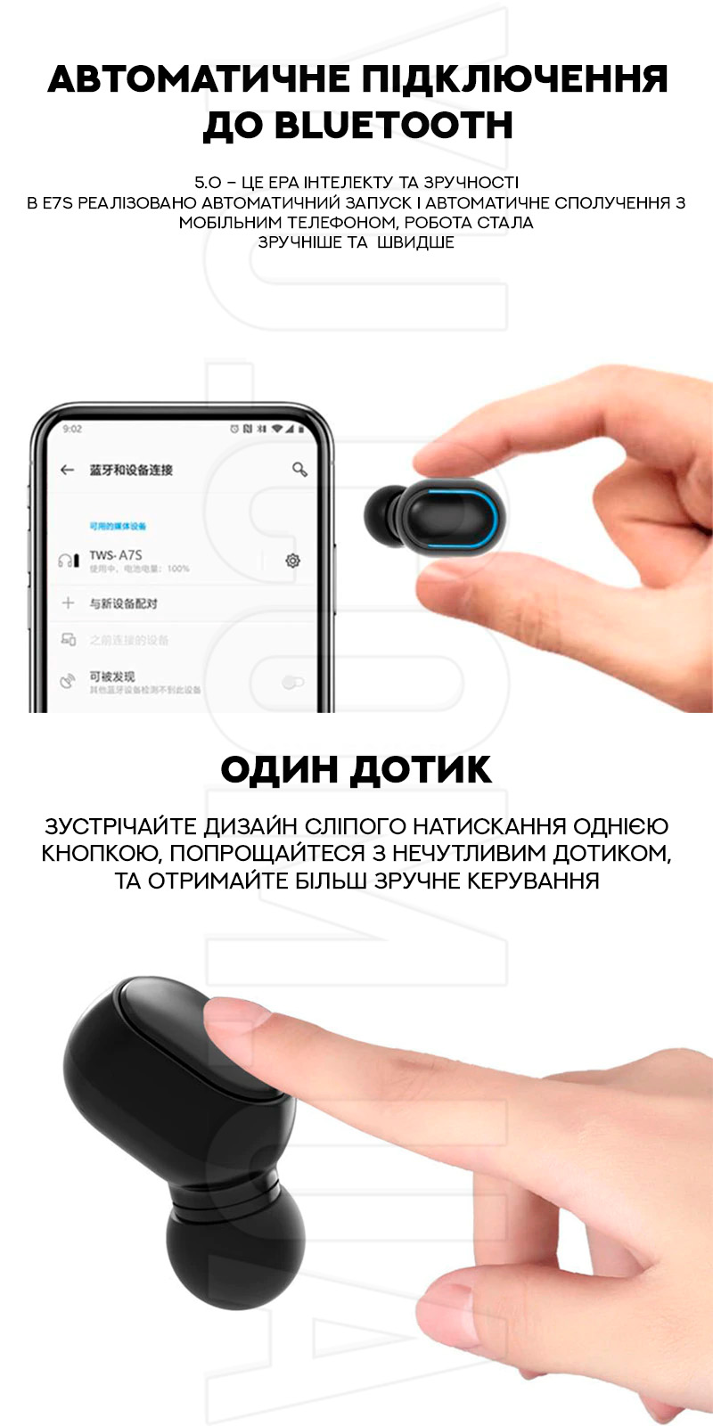 Бездротові навушники Bluetooth Encora E7S TWS Бездротові навушники Bluetooth Encora E7S TWS