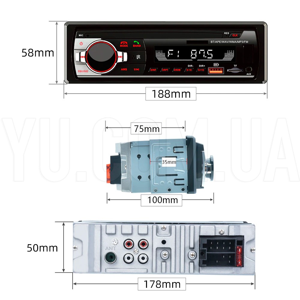 Автомагнітола BT520 ISO-MP3+FM+SD+AUX Bluetooth (2 USB)