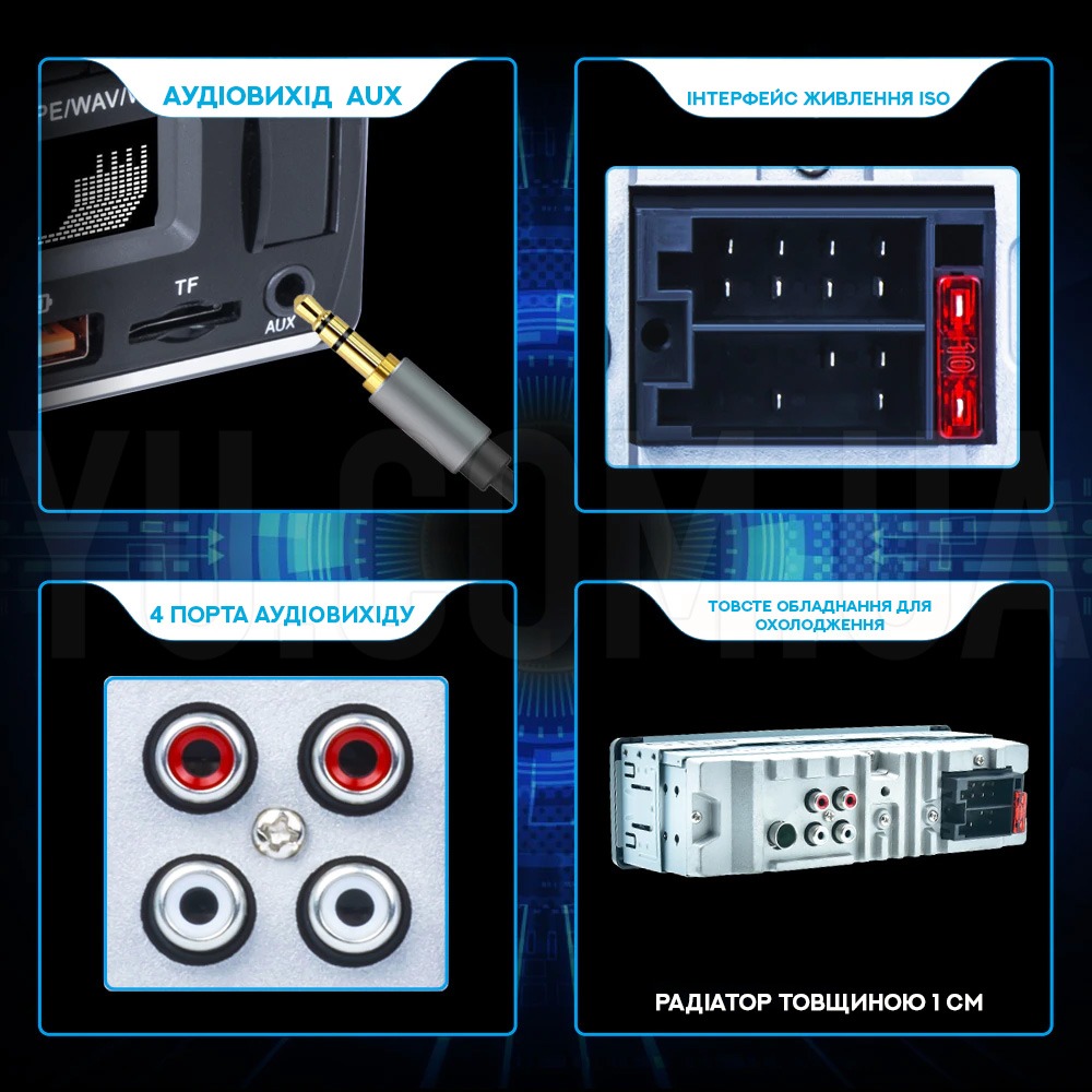 Автомагнітола BT520 ISO-MP3+FM+SD+AUX Bluetooth (2 USB)