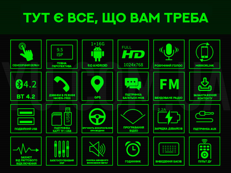 Автомагнітола 9580A 2DIN 9.5" - ANDROID 10.0 - 1/16GB Автомагнітола 9580A 2DIN 9.5" - ANDROID 10.0 - 1/16GB