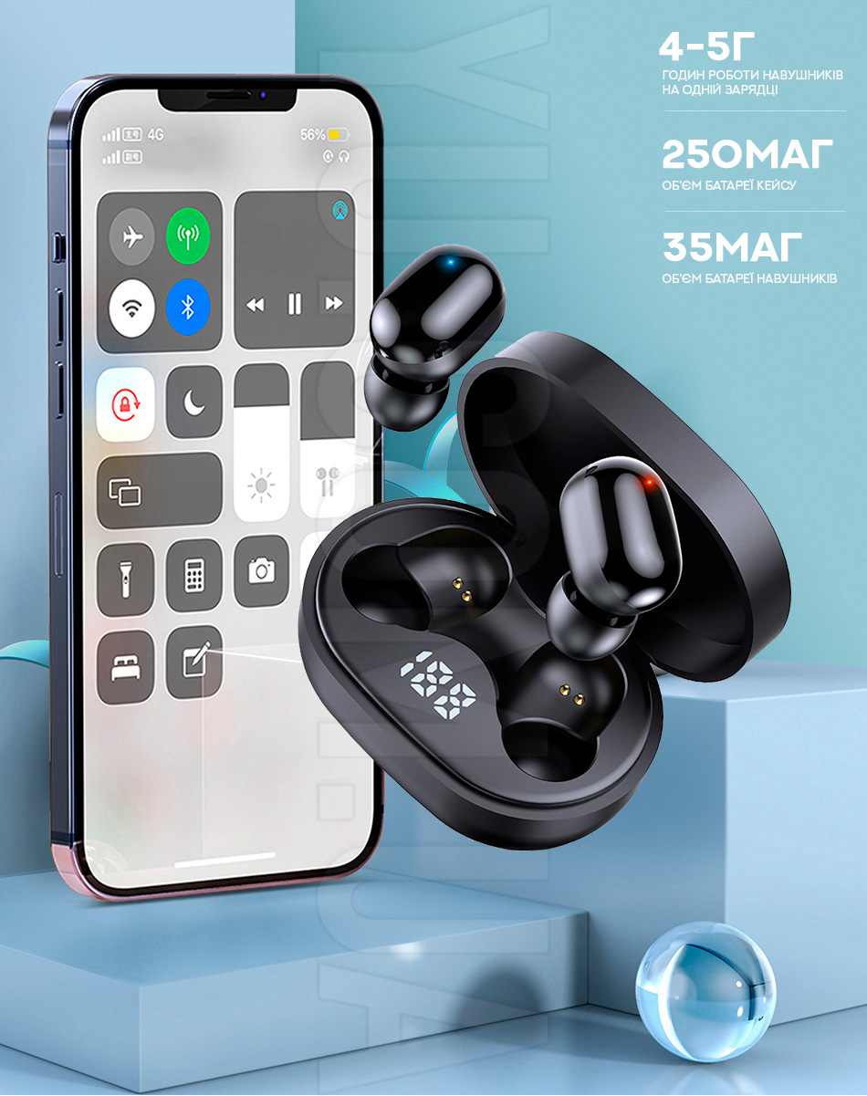 Наушники Double с кейсом Bluetooth и цифровым индикатором заряда Air Dots Pro Наушники Double с кейсом Bluetooth и цифровым индикатором заряда Air Dots Pro