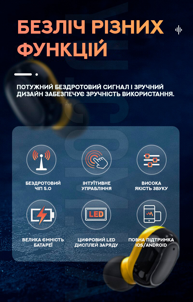 Потужні навушники Double із кейсом Bluetooth Shock Bass TWS-Z7 Потужні навушники Double із кейсом Bluetooth Shock Bass TWS-Z7
