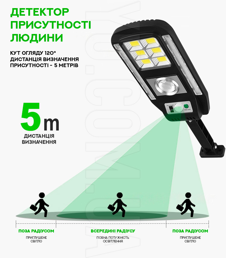 Вуличний прожектор із сонячною панеллю та пультом ДУ + сенсором руху CL 728 Вуличний прожектор із сонячною панеллю та пультом ДУ + сенсором руху CL 728