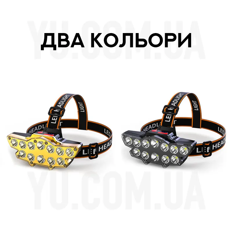 Мощный налобный фонарь с 12 светодиодами H885