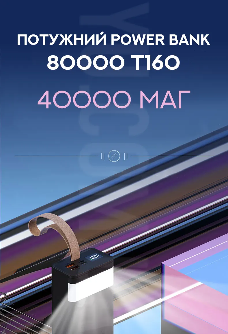 Потужний Powerbank 80000 T160 40000 мАг Потужний Powerbank 80000 T160 40000 мАг