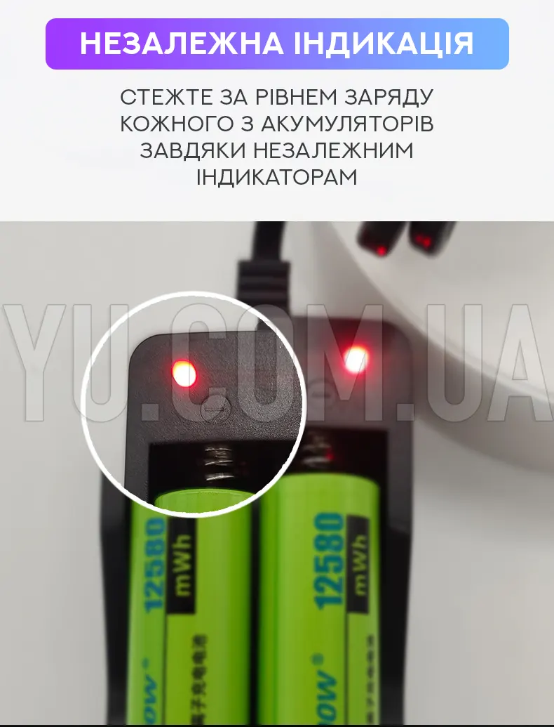 Зарядний пристрій 2x18650 від мережі 220V DOUBLE
