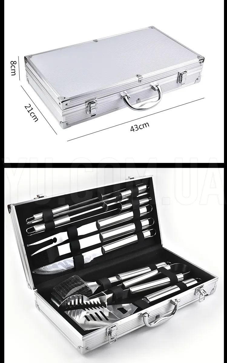 Набор для мангала BBQ Tools Set AL-10 в алюминиевом кейсе 43х21х8см Набор для мангала BBQ Tools Set AL-10 в алюминиевом кейсе 43х21х8см